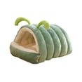 thumbnail image 1 of Cama para mascotas de invierno semicerrada para gatos y perros, casa cueva, nido plegable de algodón suave, cojín lavable, perrera interior acogedora, verde gris rosa, 2 tallas, 1 of 5