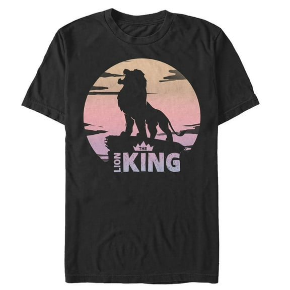 Men's Lion King Sunset Pride Rock Pose Graphic Tee Black Small