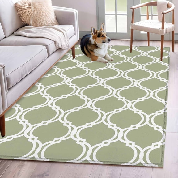 Sage Green Morocco Area Rugs 3'x5', Washable Small Throw Rugs for Living Room Bedroom, Geometric Moroccan Abstract Art Indoor Outdoor Rug Non-Slip Low Pile Carpet Runner Reversible Floor Mats