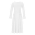thumbnail image 4 of Womens Vintage Kaftan Maxi Dress Flare Long Sleeve Boatneck Plain Split Long Dress Casual Loose Belted Robe Party Dress, 4 of 7