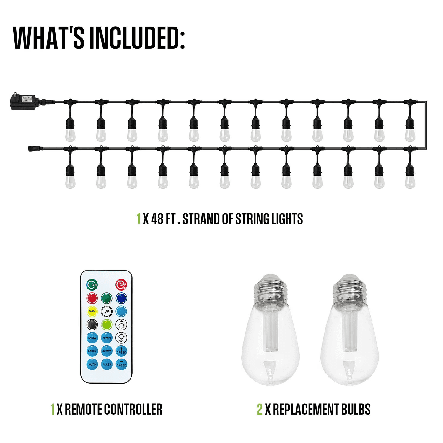 Westinghouse 24 Bulb Color Changing String Light 48ft,Rope Lights Outdoor with Remote Control for Bedroom Garden Party Halloween Christmas Decorations