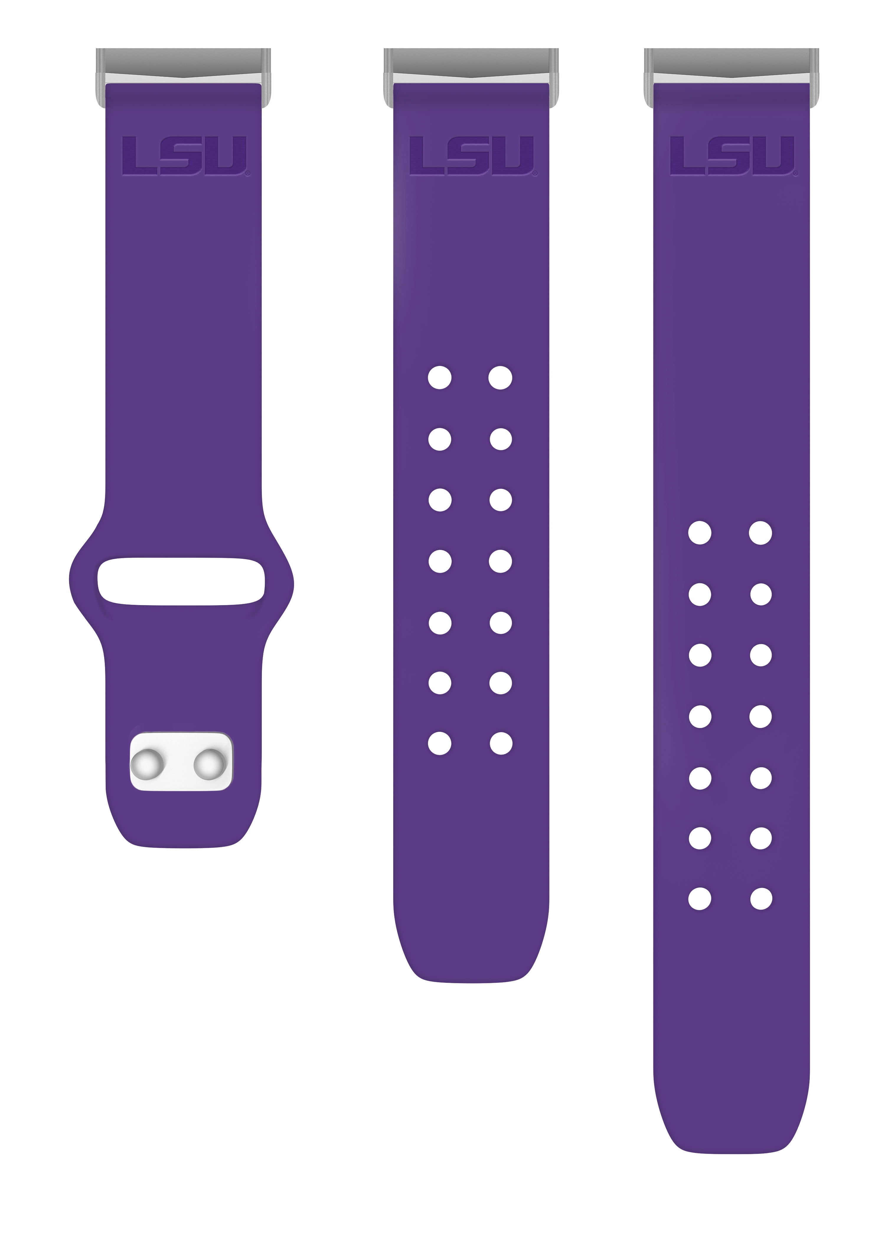 LSU Engraved Silicone Unisex Watch Band for Fitbit Versa 3 and Sense (Purple) by Affinity Bands