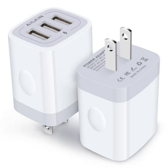 ABCPOW Wall Charger,USB Charger Adapter,3.1A/2PACK Multi Port Fast Charging Station Power Base Charger Block Plug For iPhone Wall Charger Block,White