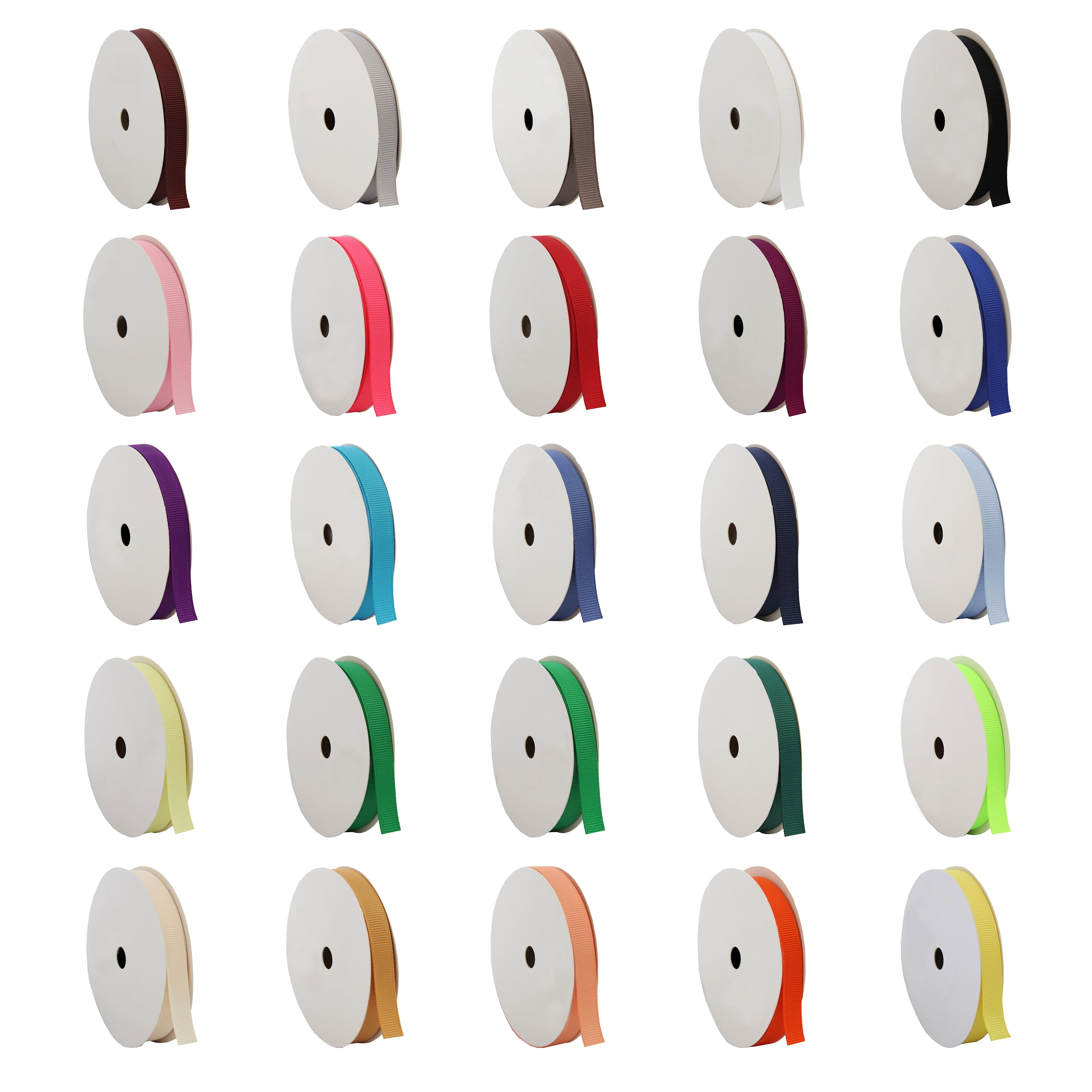 6 Pack Threadart Grosgrain Ribbon Rolls - 10 yd rolls - 4 Widths 25 Colors - Solid Colors Ribbed Pattern - For Bows, Decorations, Hair Clips, and More - 3/8" (0.38") width - Peach 720