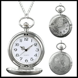 Roman Numerals Half Hollow Dragon Pattern Quartz Pocket Watch