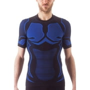 Issimo Men's Athletic Compression T-Shirt Moisture Wicking Thermoregulation (Blue/Black, S/M)