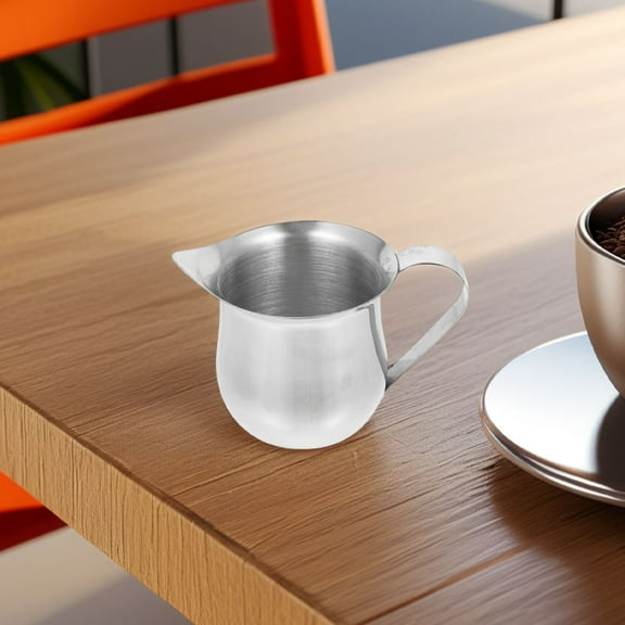 WEUVEB 2Pcs Small Creamer Pitcher Stainless Steel Milk Jug Silver 60Ml Portable Design For Outdoor Camping
