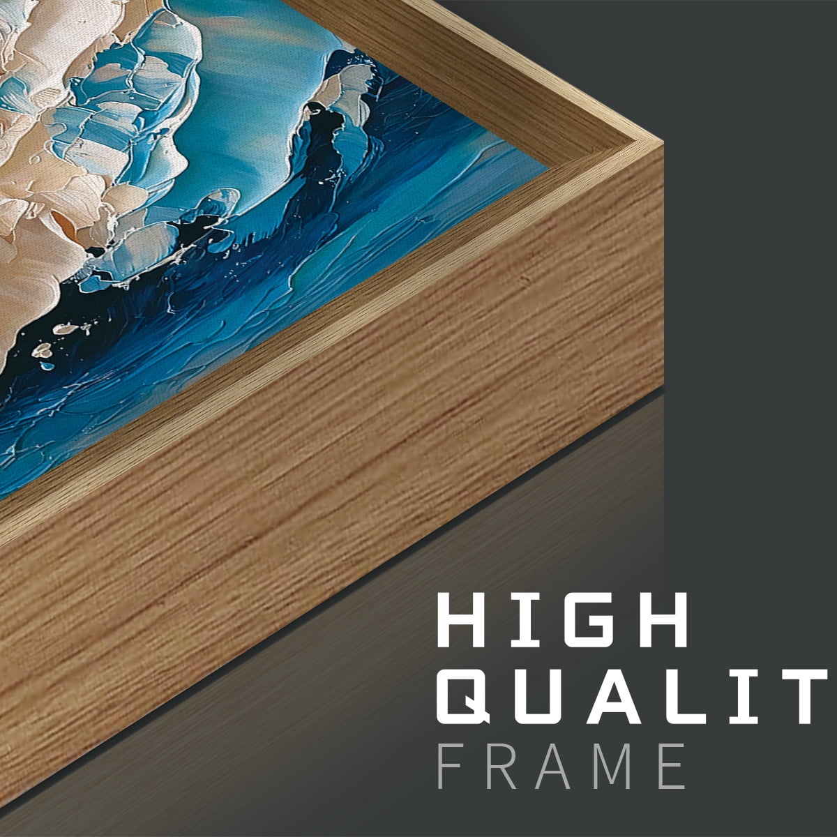 Ocean Wall Art Framed Sea Wave Wall Decor Abstract Coastal Canvas Wall Painting Blue and White Ocean Wall Prints for Living Room Bedroom Office 20X40 In