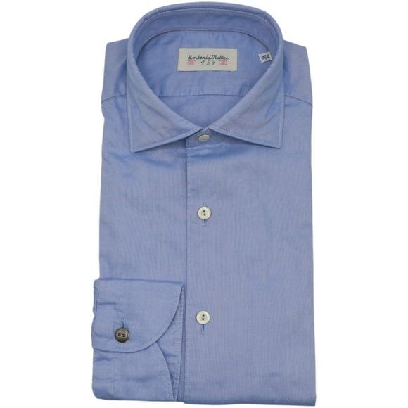 Tintoria Mattei 954 Men's Blue Overdried Dress Shirt - 42-16.5 (L)
