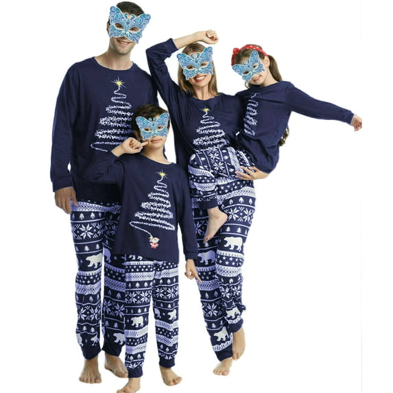 ZOELNIC Matching Family Christmas Pajamas Red Buffalo Plaid Xmas Holiday Sleepwear Jammies Clothes Cotton Long Sleeve PJs (Blue-mom/M)
