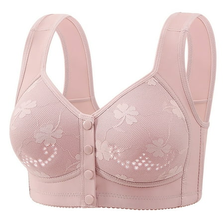 HYSYSB Sports Bras for Women balconette Bras for Women bras No Underwire Full Support strappy Sports Bra front Buckle Grade Underwear Thin Wide Straps Ring Vest Big Bra cotton Sports Bra Pink 42