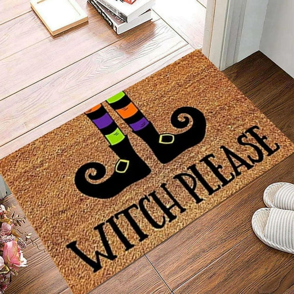 Funny Coir Doormat Welcome Fall Autumn Pumpkin Thanks Giving Halloween Mats Welcome Front Porch Patio Mats for The Entrance Way Personalized Rug Novelty Coir Doormat 23.6 x 15.7inch