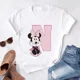 thumbnail image 3 of Camisetas de algodón de manga corta de verano para niños, camiseta rosa con letras de Minnie Mouse, fuente ABCDEFG, divertida y bonita para niño y niña, 3 of 5