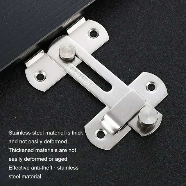 Langgg 2pack/lot Round Edge Thick Latch Stainless Steel Bedroom Lock For Safety Fixed With Movable Bolts black Tablet small