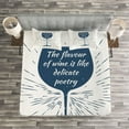 thumbnail image 3 of Ambesonne Wine Quilted Bedspread Set 3 Pcs, Glass Sun Burst and Words, Queen Size, Night Blue White, 3 of 3