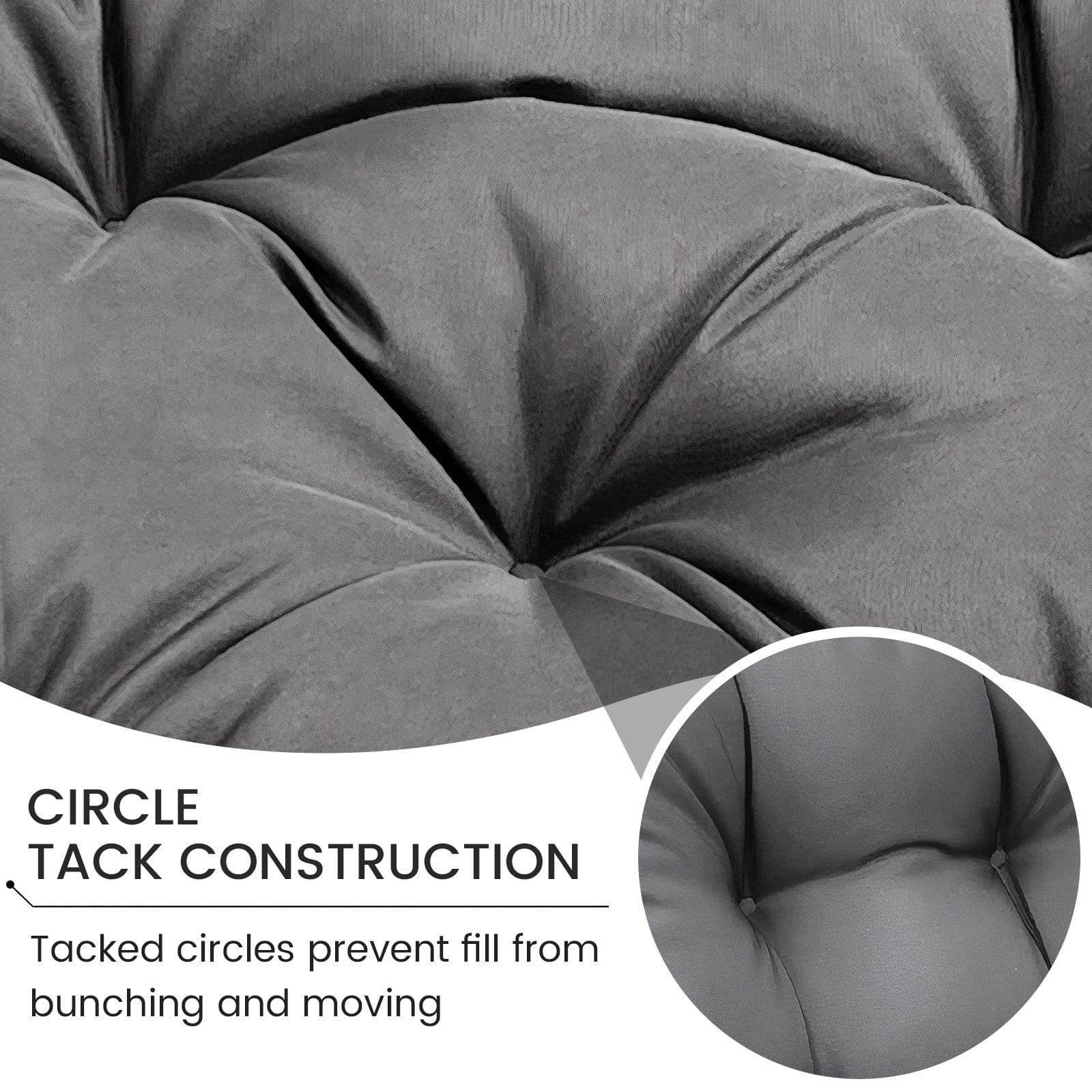 SHANNA Outdoor Chair Cushions, 4 Pack Tufted Thicken Waterproof Patio Chair Pad Wicker Chair Seat Cushion with Non-Slip Ties for Outdoor Furniture, Dark Gray