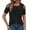 A Black, variant on Women's Cold Shoulder T-Shirt with Criss-Cross Straps, Short Sleeve Crew Neck Casual Top for Spring Summer