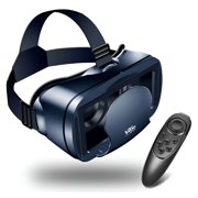 GJX VR Headset with Remote Controller, HD 3D VR Glasses Virtual Reality Headset for VR Games & 3D Movies, VR Headset for iPhone/Android phone Compatible 5-7 inch