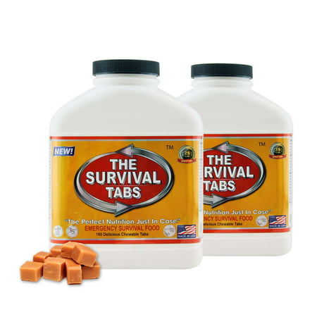 Survival Tabs 30 Day 360 Tabs Emergency Food Survival Food Meal Replacement MREs Gluten Free and Non-GMO 25 Years Shelf Life Long Term Food Storage - Butterscotch (Best Way To Store Clothes Long Term)