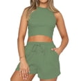 thumbnail image 2 of Michellecmm Women’s Two Piece Summer Outfits, Sleeveless Waffle Tank Tops and Shorts Set Loungewear, 2 of 6