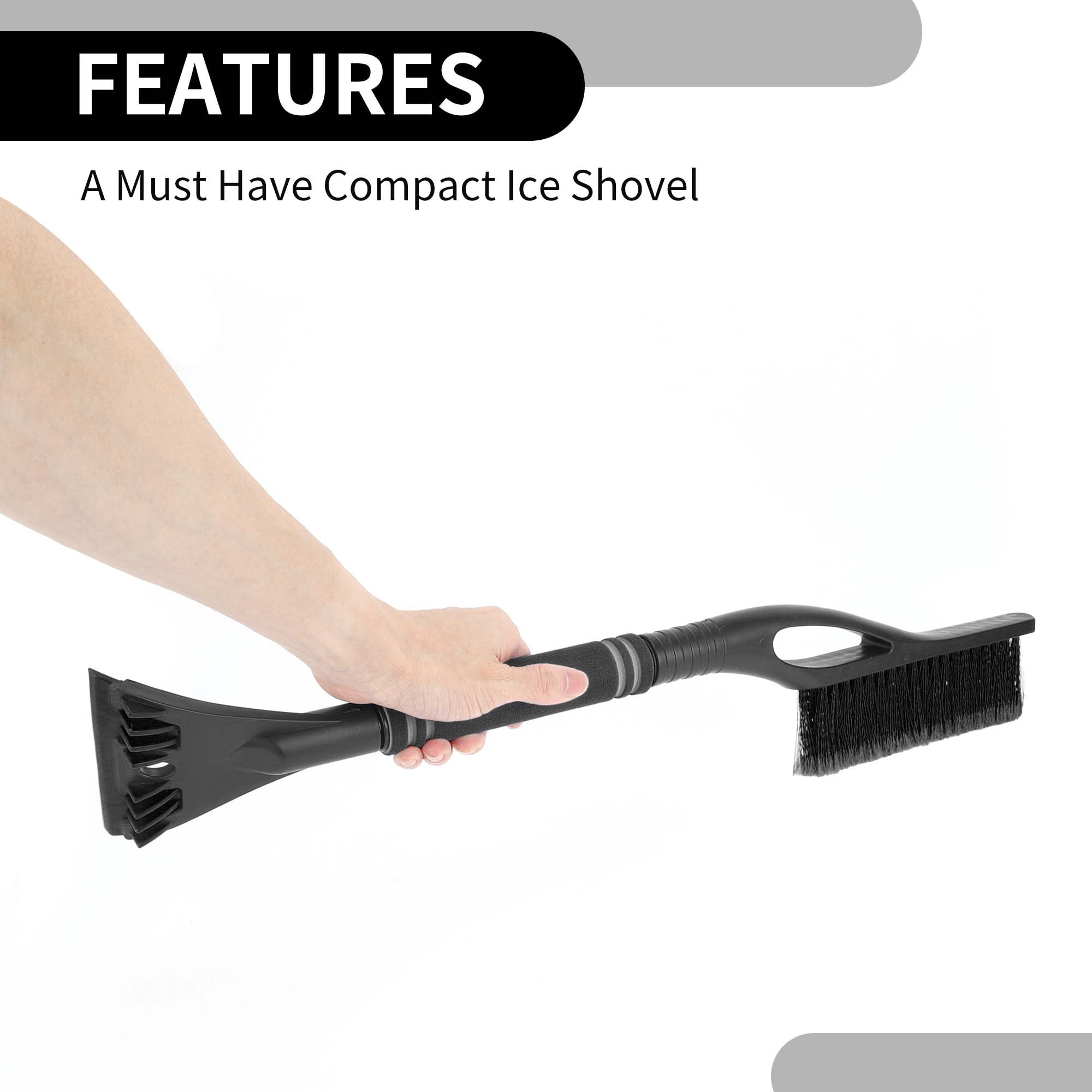 Unique Bargains Car Ice Scraper Brush with Broom - SUV Snow Frost Remover Black