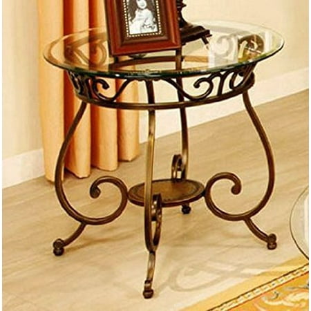 END TABLE 25"x25"x25"H,Glass Top Metal Frame - Walmart.com