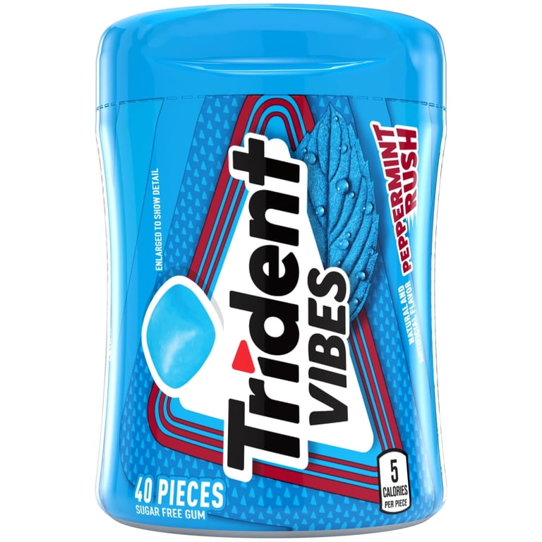 Trident Vibes Sugar Free Gum, Peppermint Rush, Regular Size, 40
