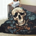 thumbnail image 6 of Sikiie Vintage Leaf Flower Skull Ultra-Soft Micro flannel Blanket Luxury All Seasons Warm Blanket for Bedding Sofa and Travel (4 sizes)-80"x60", 6 of 7