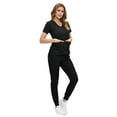 thumbnail image 2 of ACTIVE UNIFORMS Women’s Ultra-Soft Luxe Stretch Jogger Scrub Set V-Neck Top & Jogger Pants with Pockets - Regular & Petite Size (Black, Medium-Petite), 2 of 5