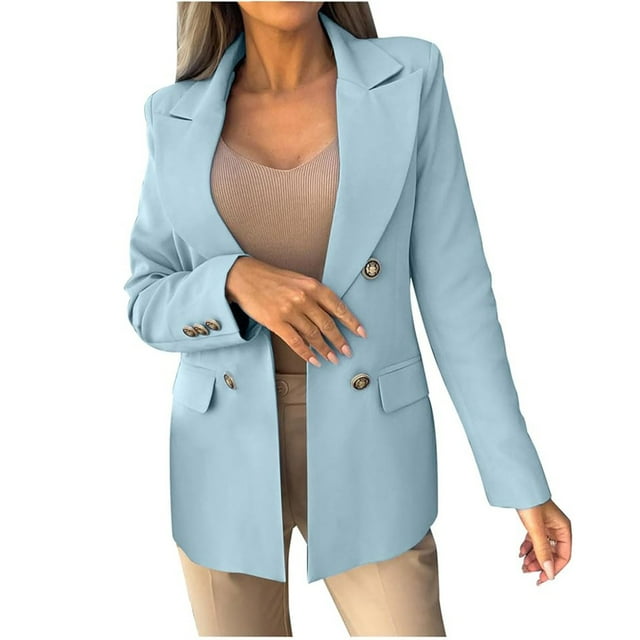 Womens Casual Jackets Roll Up Long Sleeve Open Front Work Office Business Coats