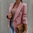 thumbnail image 2 of VEKDONE 2024 Clearance Women Elegant Open Front Houndstooth Blazer Work Office Jacket Vintage Nothced Lapel Single Breasted Cropped Blazer, 2 of 6