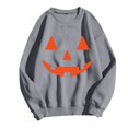 thumbnail image 4 of Womens Sweatshirts Halloween Classic Punpkin Face Print Sweatshirt Fall Long Sleeve Pullover Tops (Grey L), 4 of 4