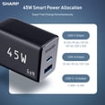 thumbnail image 4 of Cargador Sharp USB C de 45 W, 2 puertos (USB A+C), carga rápida, negro, 4 of 7