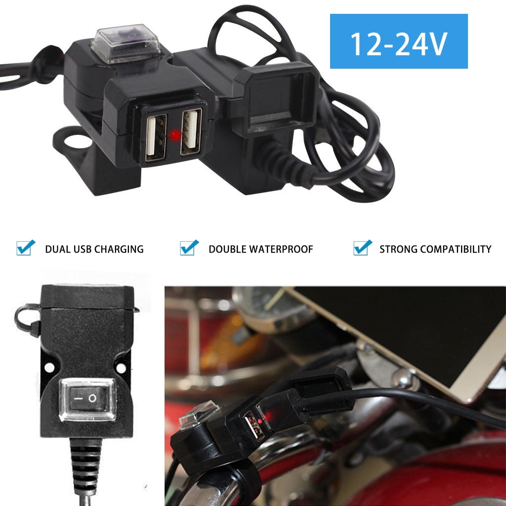 Weatherproof Motorcycle USB Port Cell phone GPS tablet PC Charger For Kawasaki 