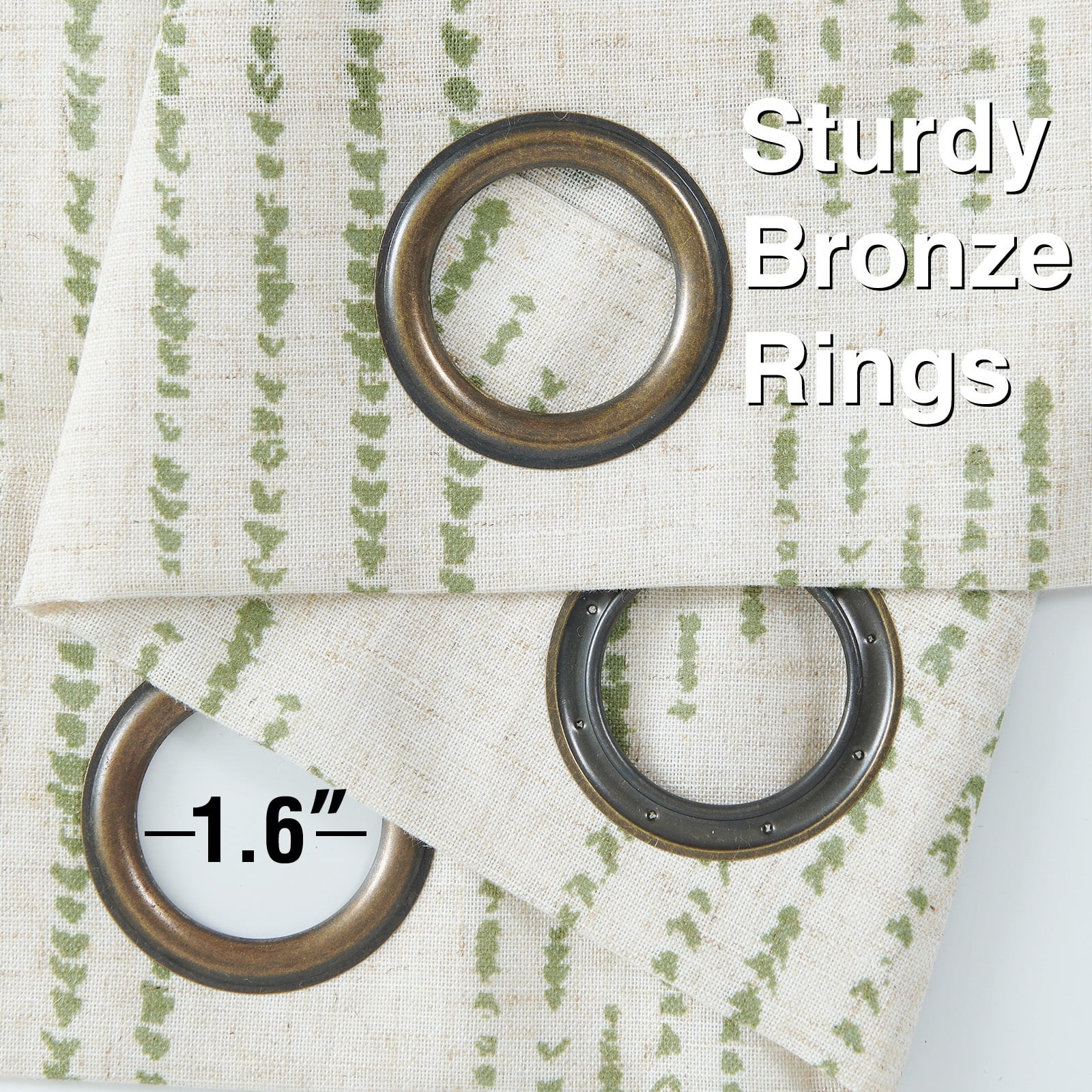 Curtainking Geometric Striped Curtains Linen Blend Boho Farmhouse Grommet Curtains for Living Room 63in Set of 2 Sage Green on Beige