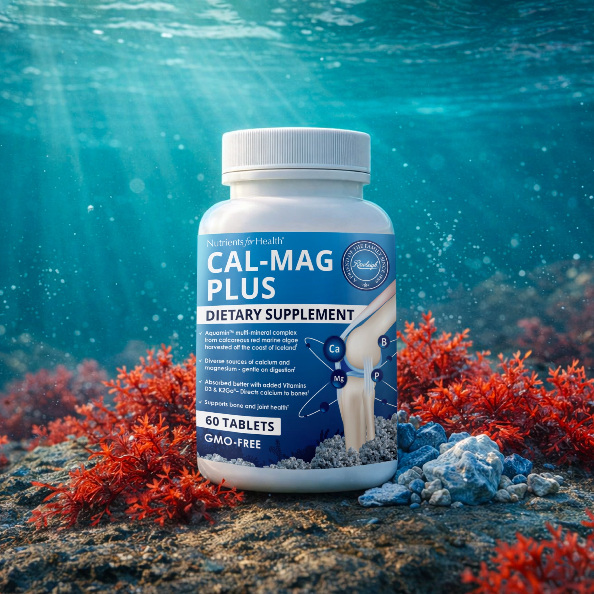 Rawleigh Cal-Mag Plus with Aquamin Calcium & Magnesium for Healthy Bones & Teeth, 60 Count