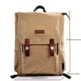 thumbnail image 2 of 1pc Men Women Unisex Vintage Canvas Backpack Rucksack, Double Shoulder Bag Travel Bag Camping Bag, Simple Khaki Backpack, Fashion Versatile Bag, Large-capacity Travel Bag, 2 of 5