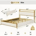Full Size Bed Frame with LED Light Headboard & Storage Drawers, USB