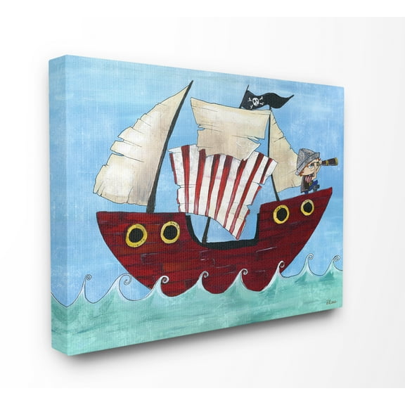 The Kids Room by Stupell Pirate Ship At Sea Canvas Wall Art by Bealook Kids