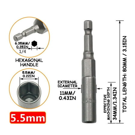 

Yoslce Crescent Wrench Set Electric Drill Sleeve Wind Batch Head Deepened Inner Hexagonal Wrenches