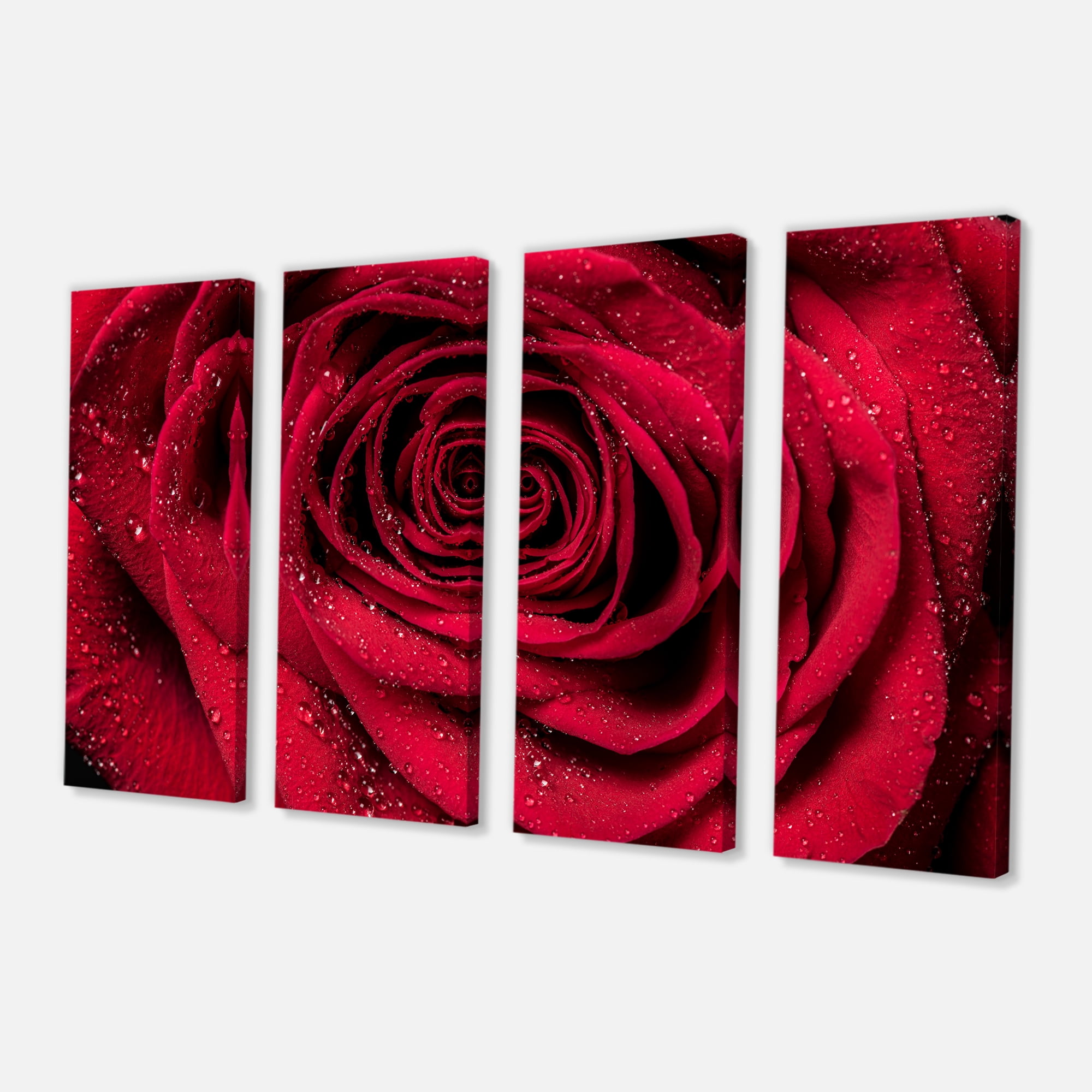 Designart 'Red Rose Petals with Rain Droplets ' Floral Art Canvas Print