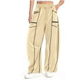thumbnail image 3 of EnJoCho Girls Wide Leg Palazo Sweatpants, Plus Size 𝖣rawstring Elastic Waist Joggers, Fall 2025 Casual Beach Trousers with Pockets & Thigh Slits, 3 of 8
