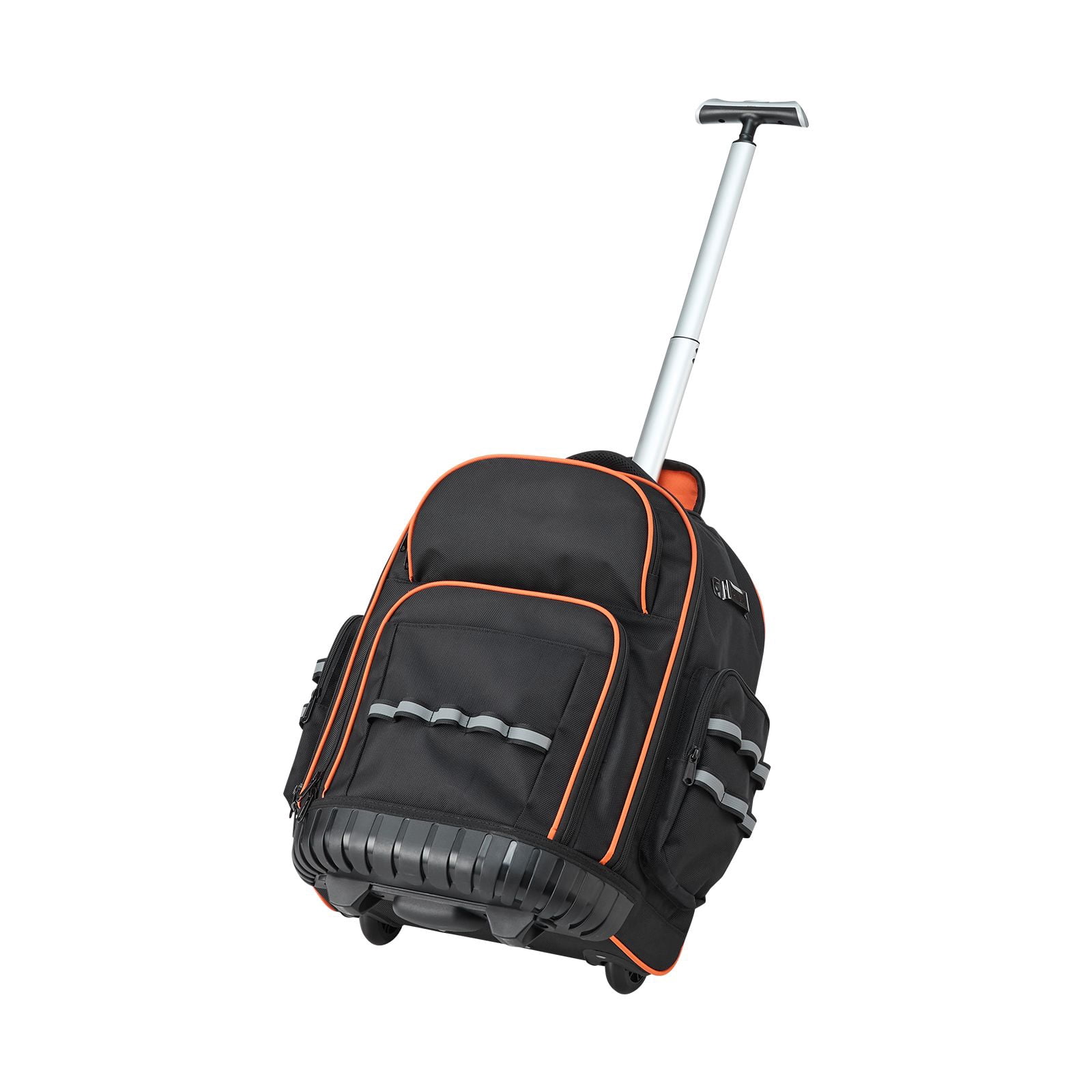 Rolling Tool Backpack with 45 Pockets, 110 lbs Capacity, 1680D Oxford Fabric, 2-Level Handle, for Electrician Plumber Mechanic