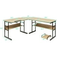 thumbnail image 2 of Gymax L-Shaped Computer Desk Drafting Table Workstation w/ Tiltable Tabletop Natural, 2 of 10