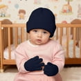 thumbnail image 2 of lnmuld Cozy Solid Color Knit Winter Hat and Gloves Set for Kids - Lined Windproof Toddler & Mittens for Boys Girls Outdoor Activities Size:2-8 Years, 2 of 5