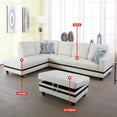 thumbnail image 2 of White And Black Semi PU Synthetic Leather 3-Piece Couch Living Room Sofa Set, 2 of 8