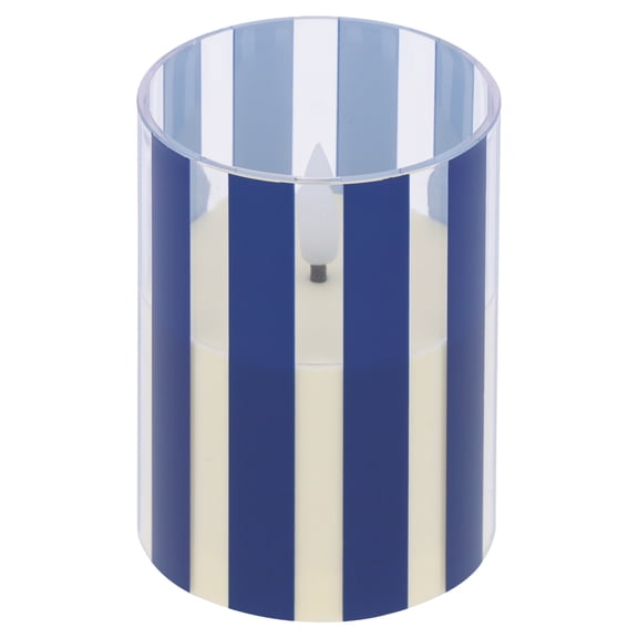Battery-Operated LED Candle, Warm White, Blue Striped, 4", Patriotic by Way To Celebrate