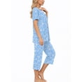 thumbnail image 4 of UVN Womens Pajama Sets Short Sleeve Crewneck Tops and Capri Pant Lounge Set Ladies Pjs Sleepwear Loungewear 2 Piece Outfit, 4 of 9