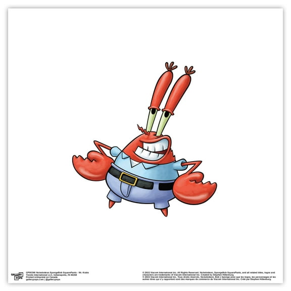 Gallery Pops Nickelodeon SpongeBob SquarePants - Mr. Krabs Wall Art, Unframed Version, 12" x 12"