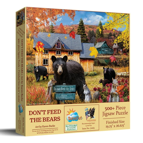 SUNSOUT INC - Don't Feed the Bears - 500 pc Large Piece Jigsaw Puzzle by Artist: Karen Burke - Finished Size 15" x 24" - MPN# 72063